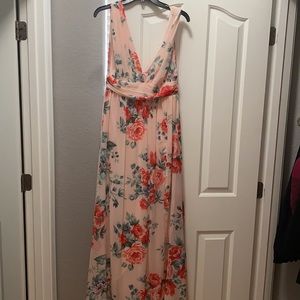 Maxi floral LuLus dress with leg slit